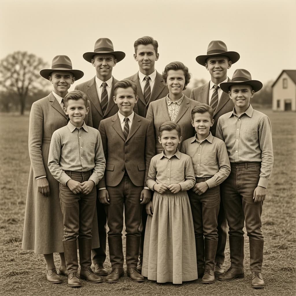 Everybody holds still and nobody smiles for the family portrait. It's 1928 in Kansas