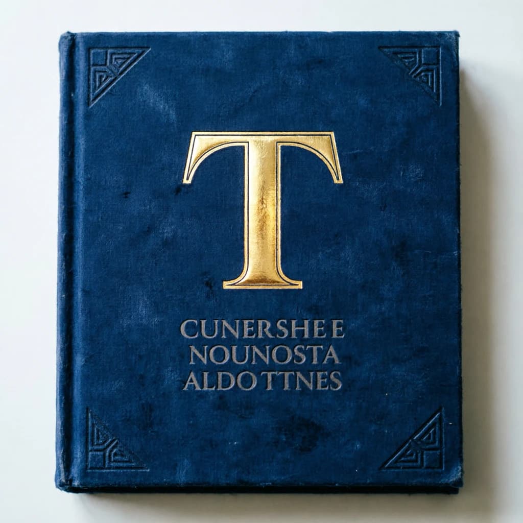 Illustrate a book cover with gold foil drop caps.