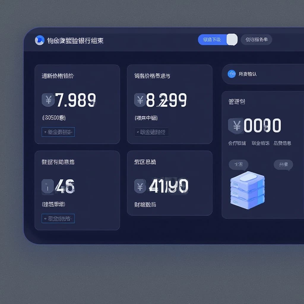 Dark mode banking dashboard with glassmorphism.
