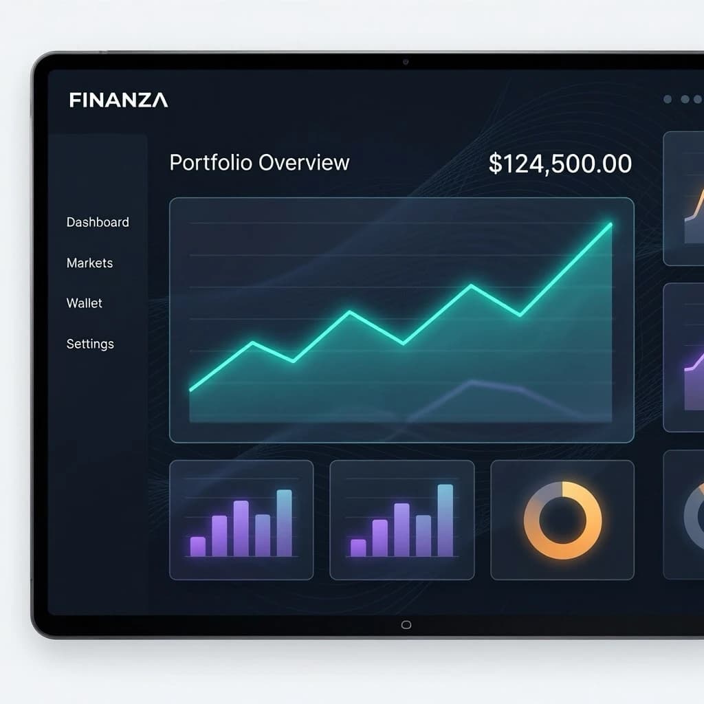 Make a dark mode finance dashboard with charts, glassmorphism, soft neon glow.
