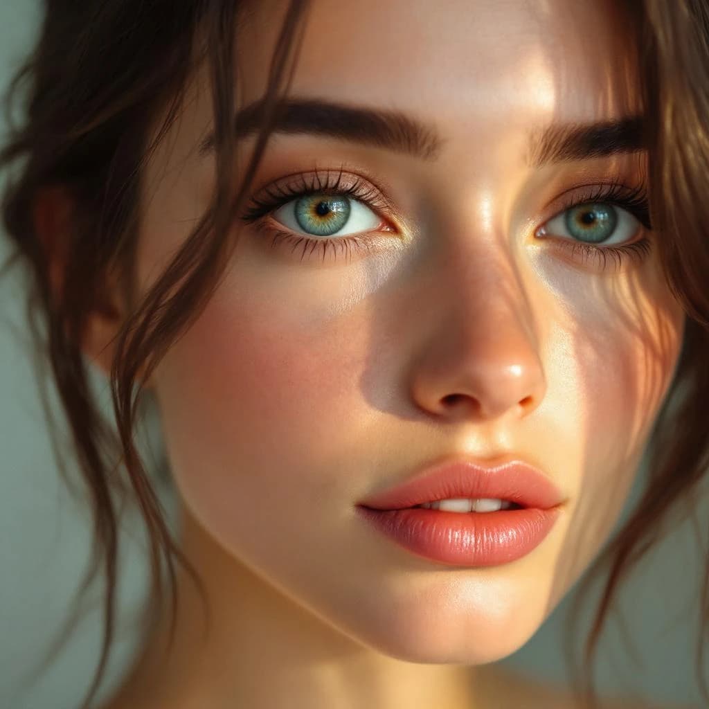 Show a cel-shaded portrait of an adult woman, big eyes, soft rim light.
