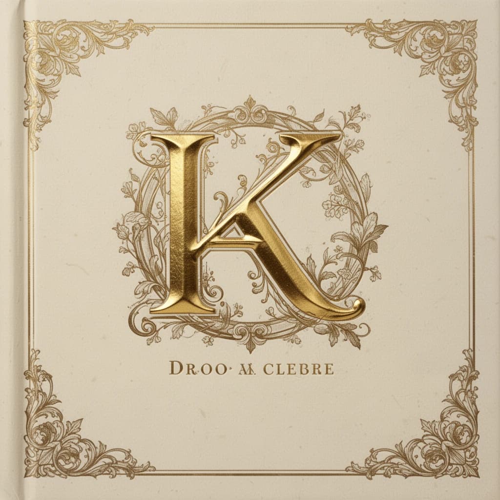 Illustrate a book cover with gold foil drop caps.