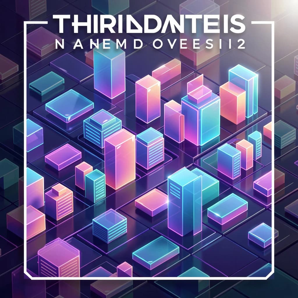 Render an isometric city poster with geometric buildings, neon gradients, gloss highlights, soft AO shadows, clean sans-serif lettering, grid layout, reflections a bit overexposed.