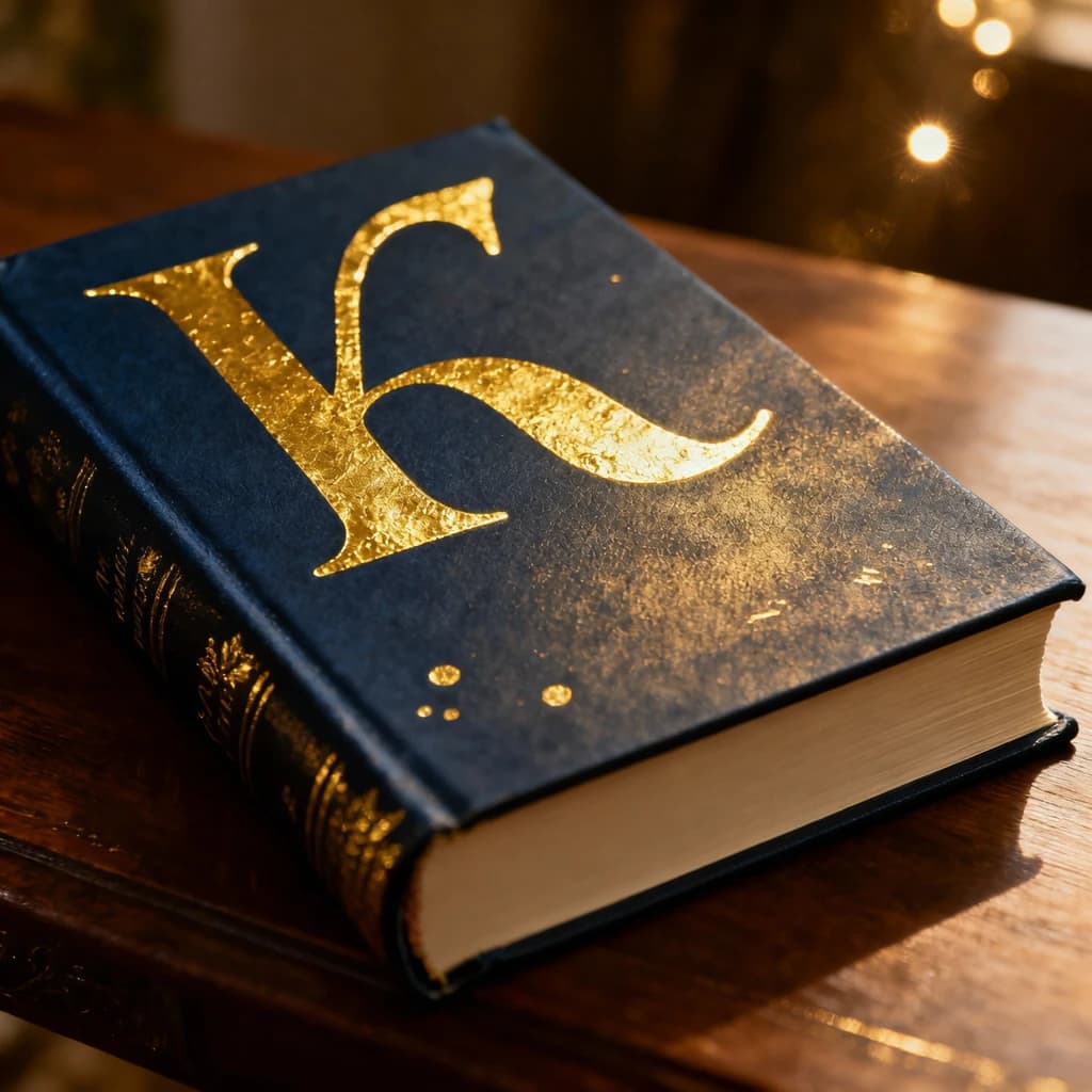 Illustrate a book cover with gold foil drop caps.