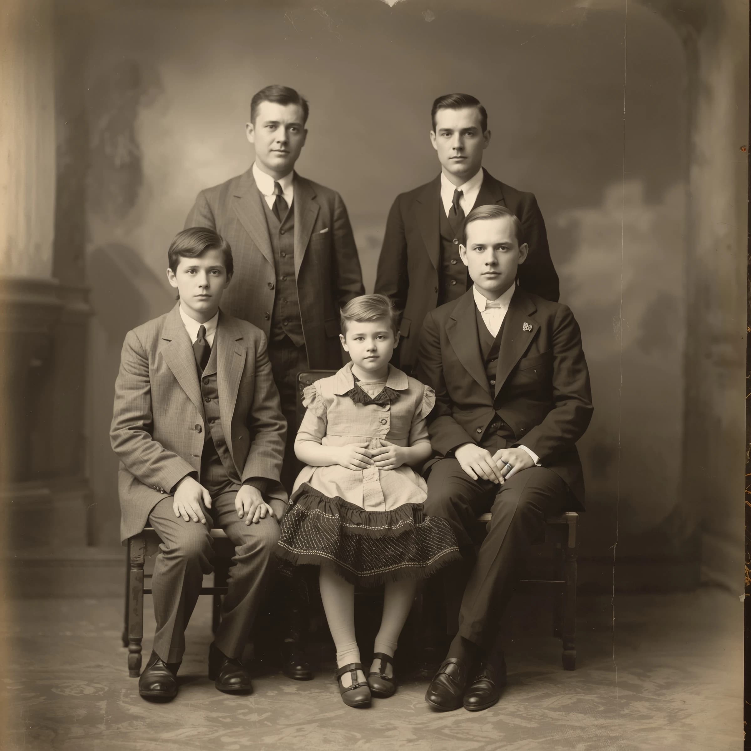 Everybody holds still and nobody smiles for the family portrait. It's 1928 in Kansas