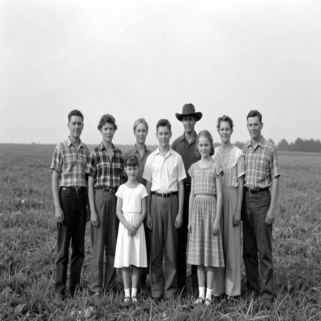 Everybody holds still and nobody smiles for the family portrait. It's 1928 in Kansas
