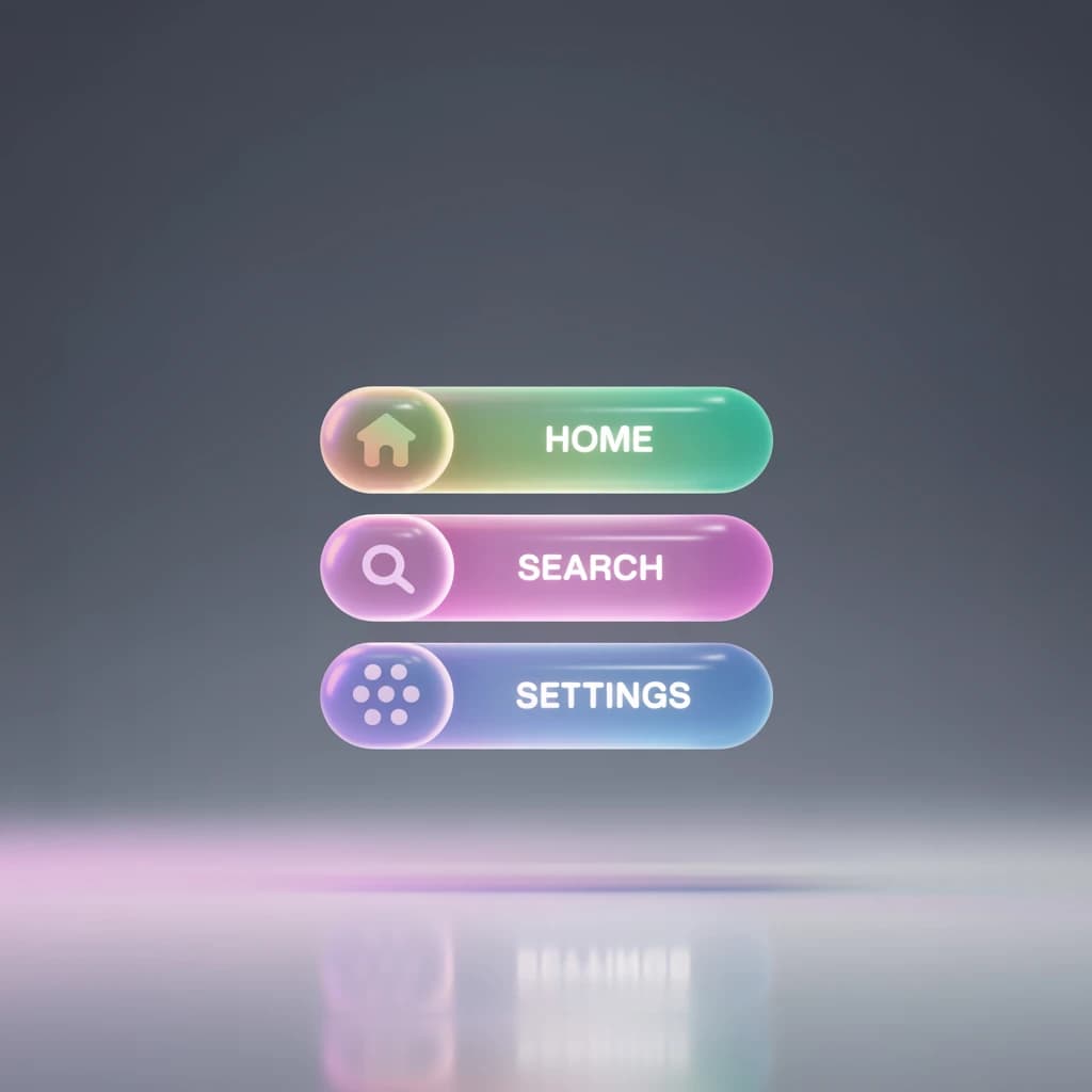 Design a glossy 3D icon set with smooth gradients.