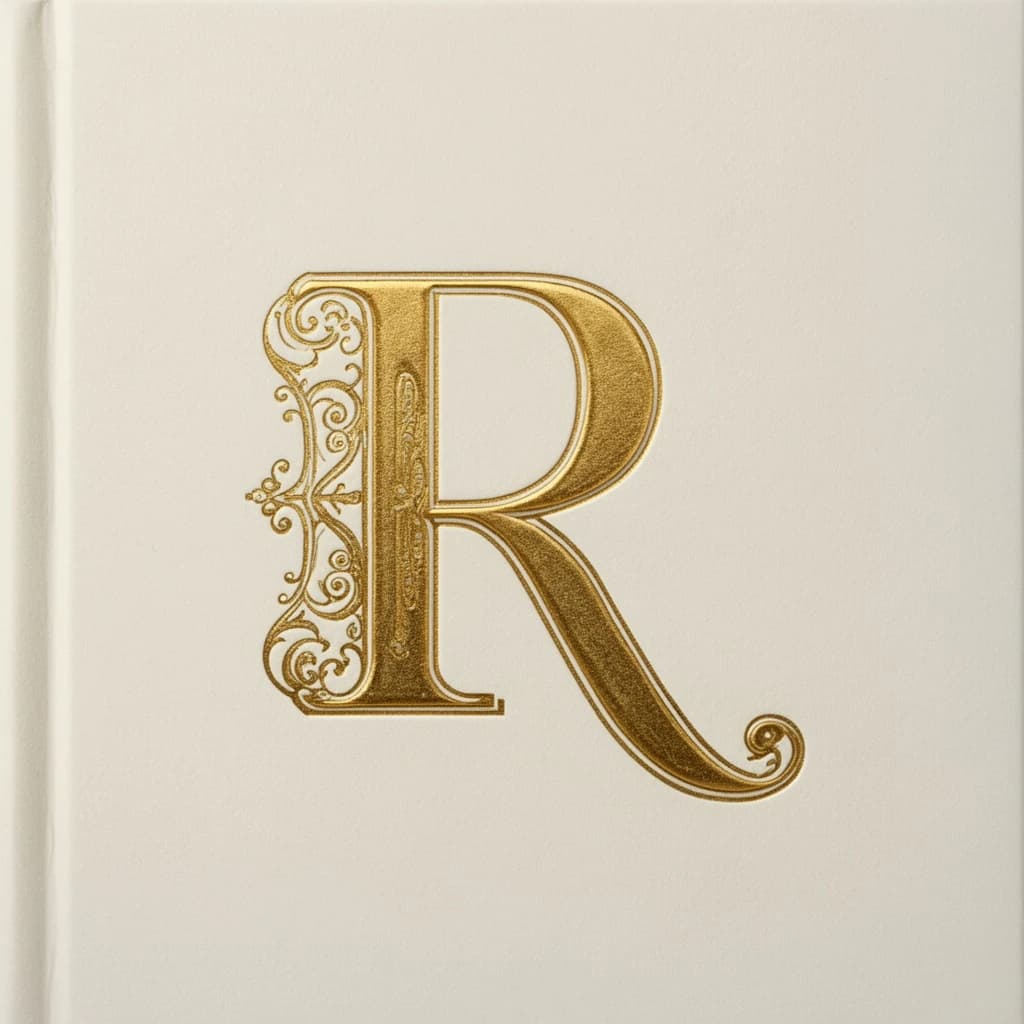 Illustrate a book cover with gold foil drop caps.