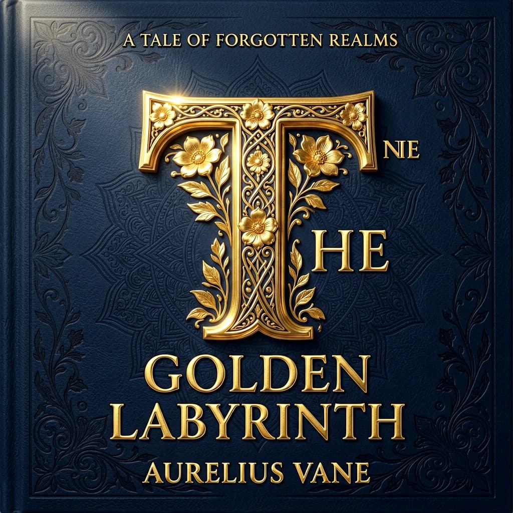 Illustrate a book cover with gold foil drop caps.