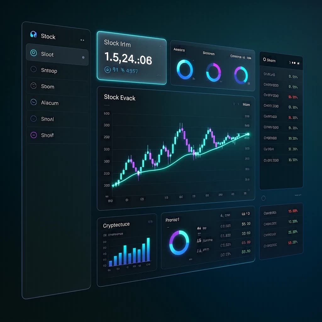 Make a dark mode finance dashboard with charts, glassmorphism, soft neon glow.