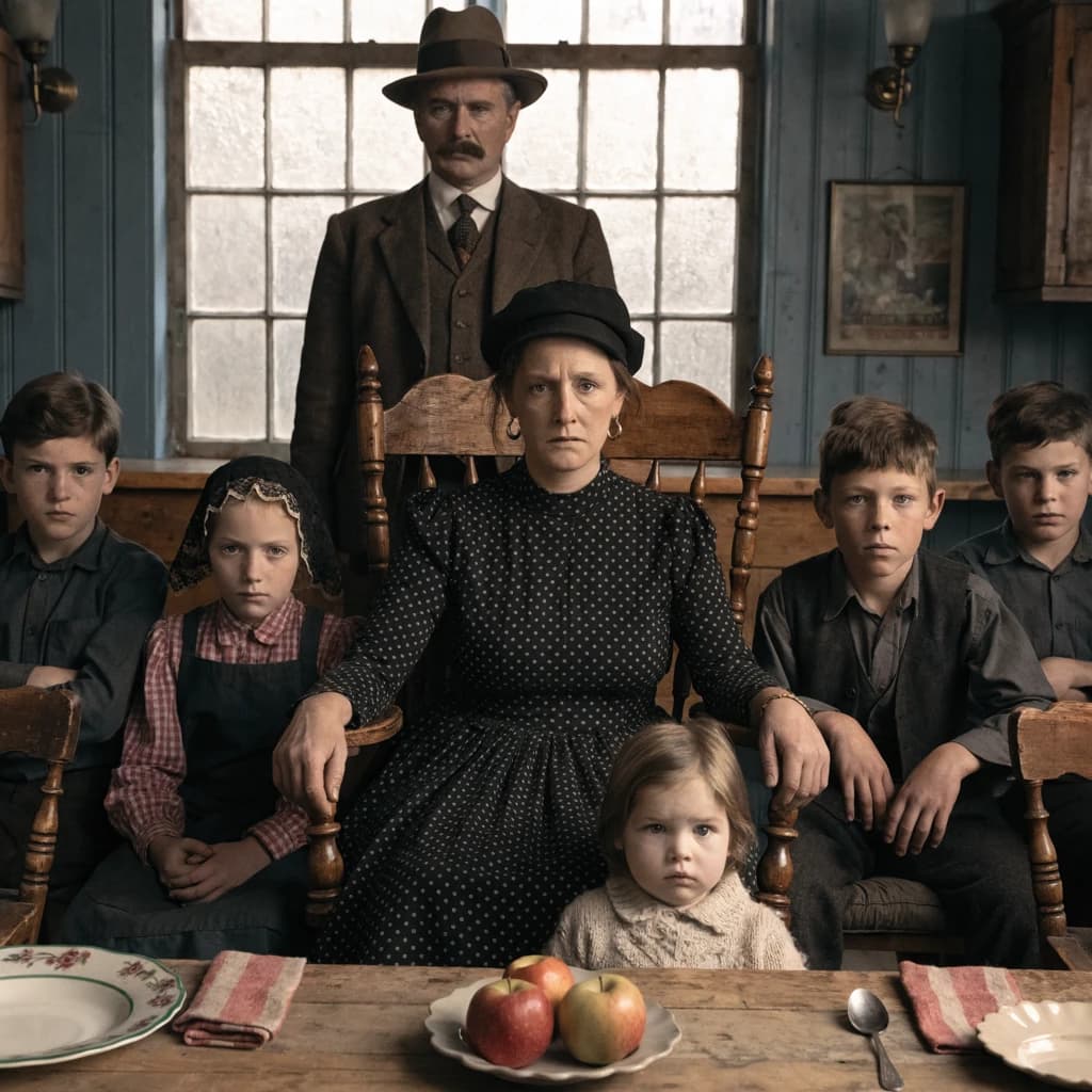 Everybody holds still and nobody smiles for the family portrait. It's 1928 in Kansas