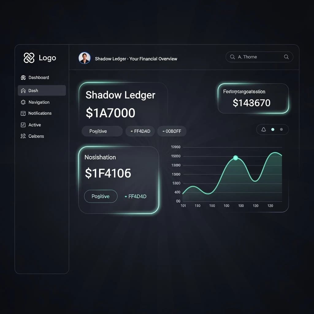 Make a dark mode finance dashboard with charts, glassmorphism, soft neon glow.