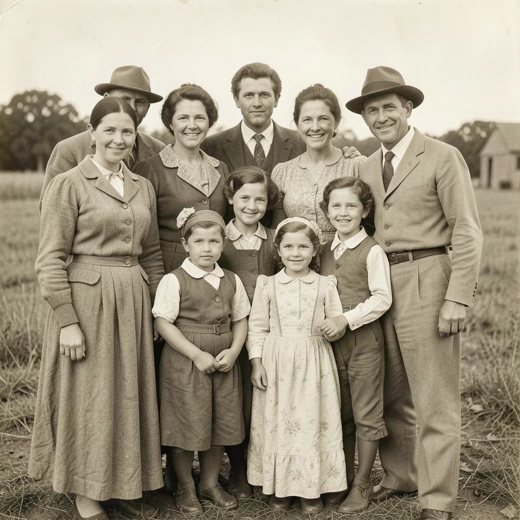 Everybody holds still and nobody smiles for the family portrait. It's 1928 in Kansas