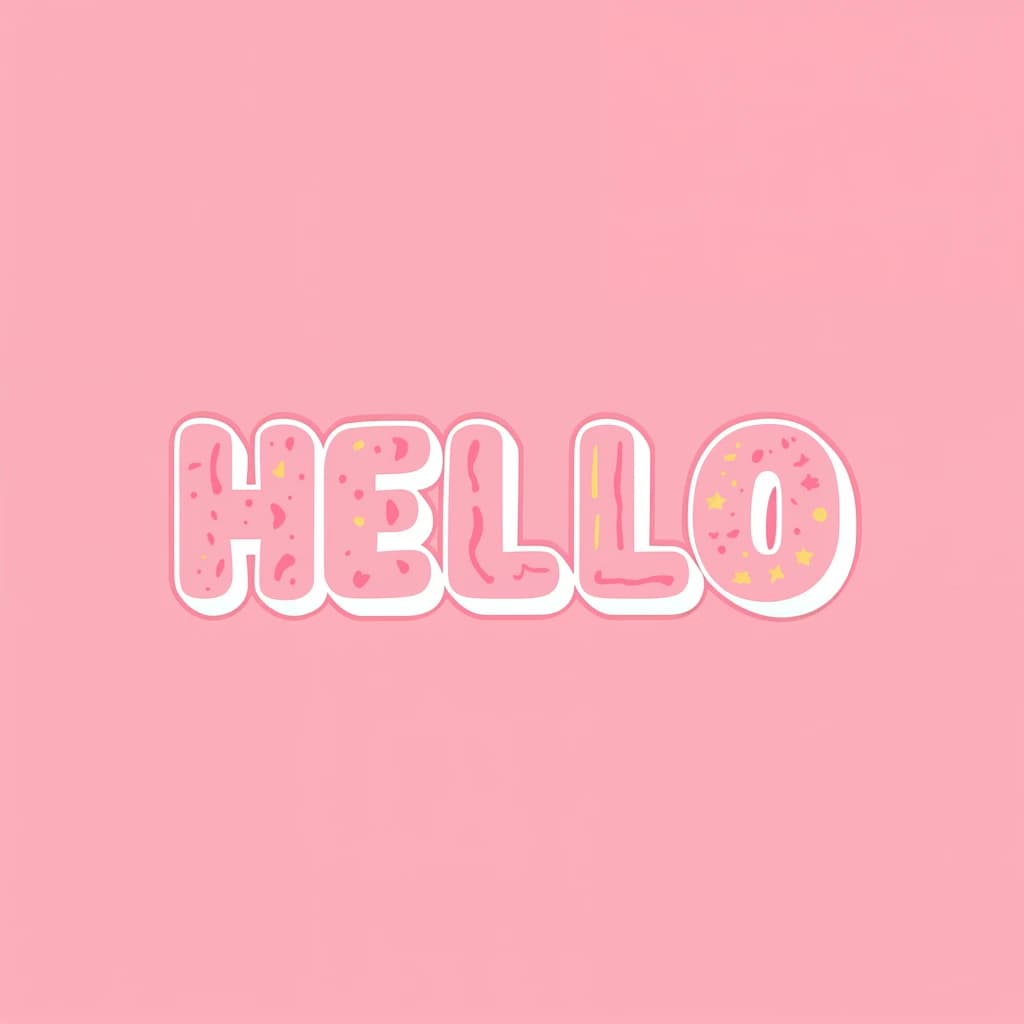 Make a bold bubble-letter poster that says HELLO, pastel palette, thick outline.