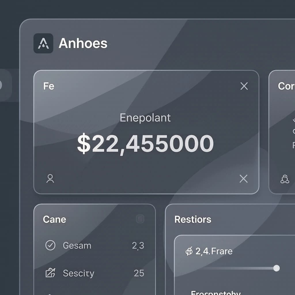 Dark mode banking dashboard with glassmorphism.