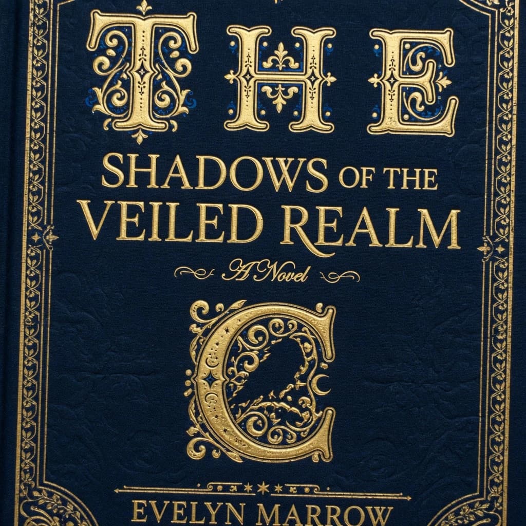 Illustrate a book cover with gold foil drop caps.