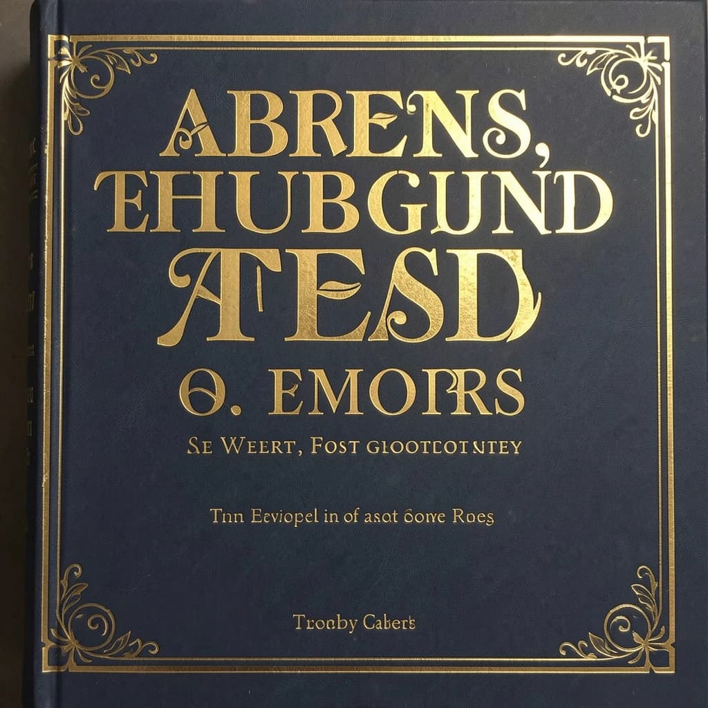 Illustrate a book cover with gold foil drop caps.