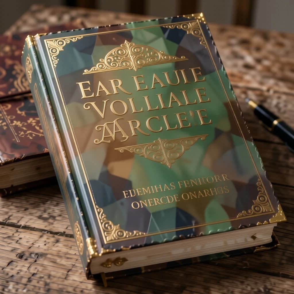 Illustrate a book cover with gold foil drop caps.