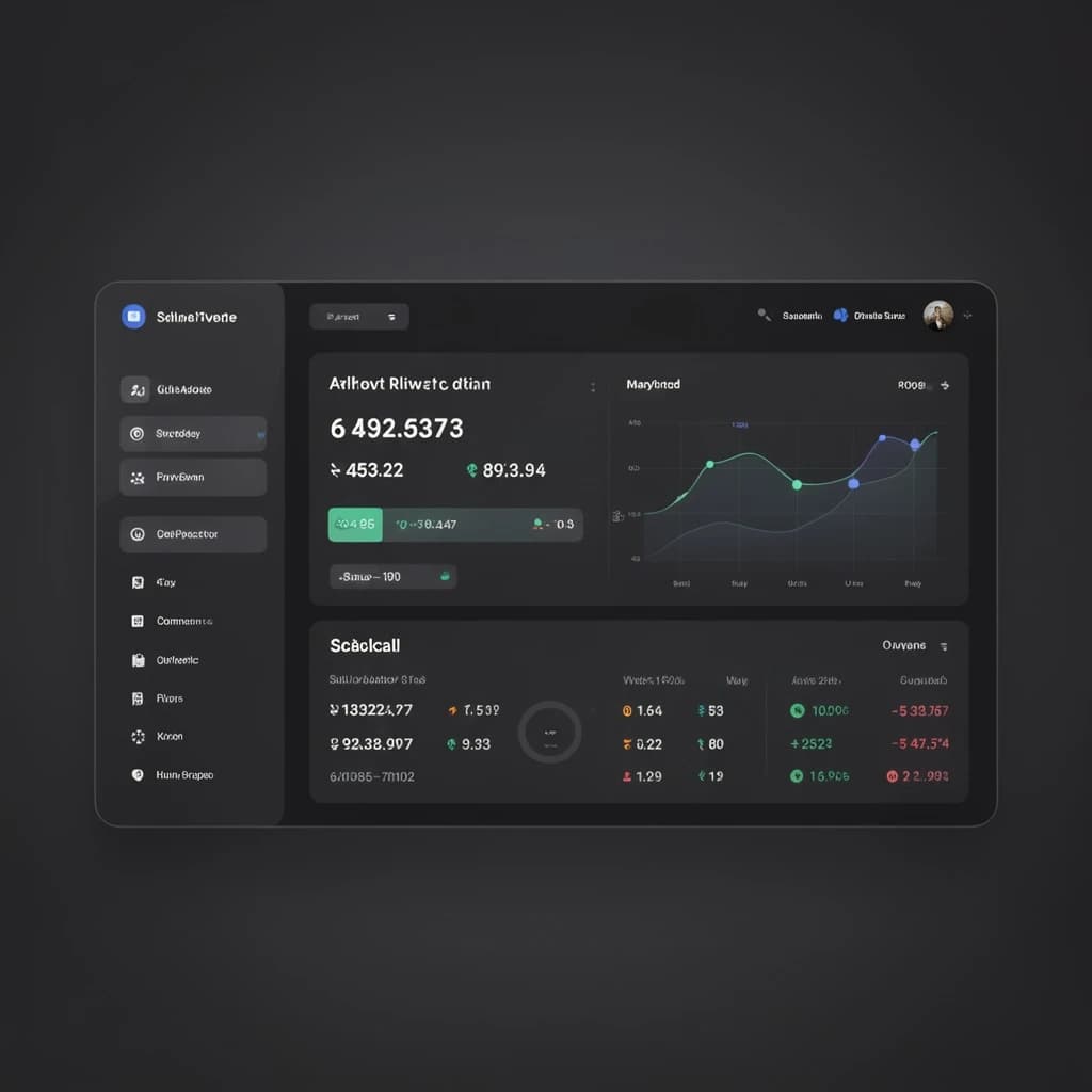 Dark mode banking dashboard with glassmorphism.