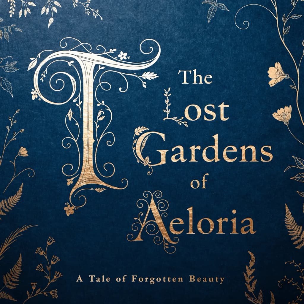 Illustrate a book cover with gold foil drop caps.