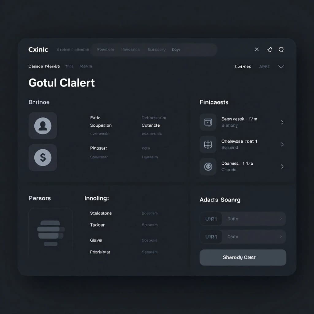 Dark mode banking dashboard with glassmorphism.