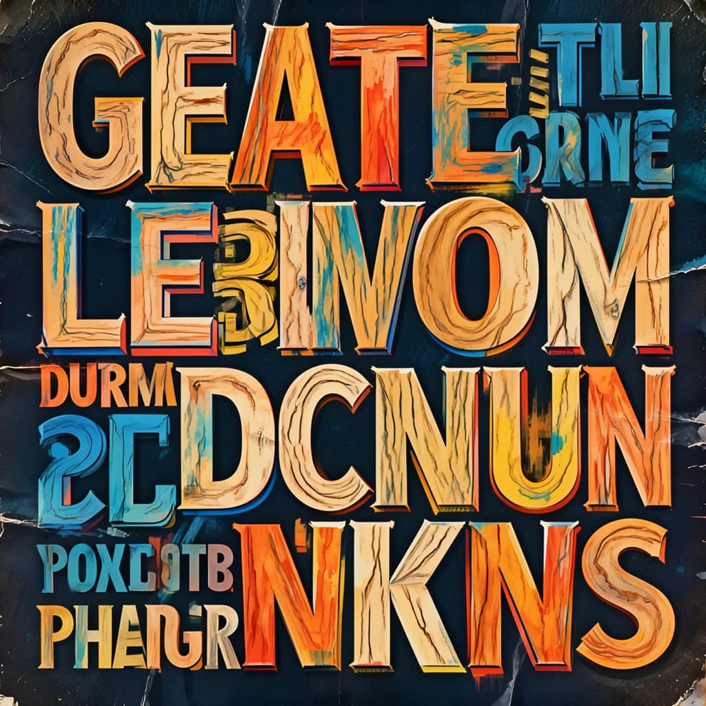 Make a 1960s concert poster featuring bold wood type, misaligned ink, creases.