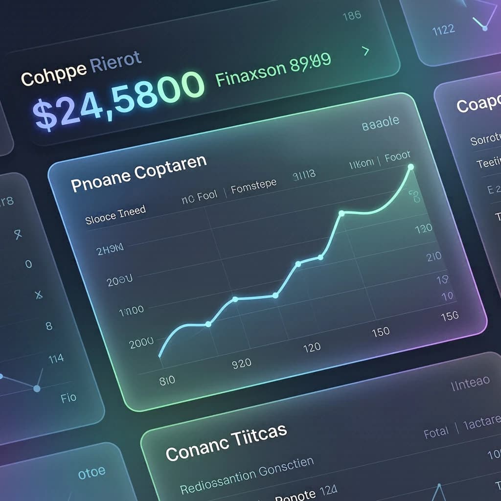 Make a dark mode finance dashboard with charts, glassmorphism, soft neon glow.