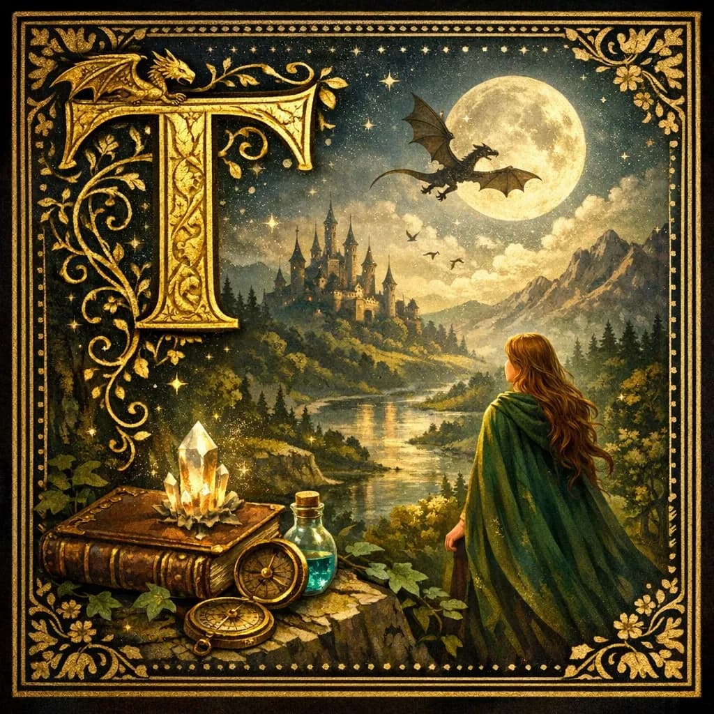 Illustrate a book cover with gold foil drop caps.