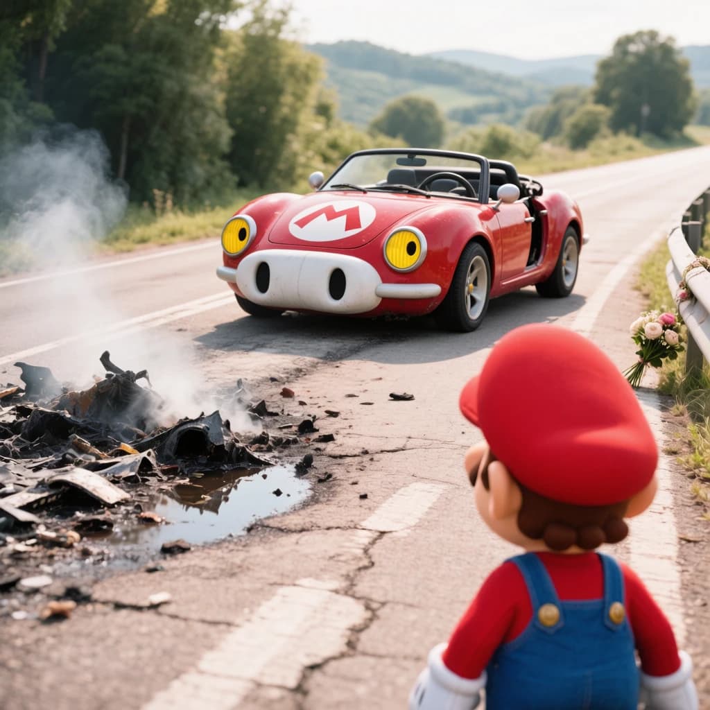 Mario examines the still smouldering wreck of the crash that took his best driver on the side of the country road. He designed this car and caused this. 3 days have passed since the crash. It's 1973 in Northern Italy.