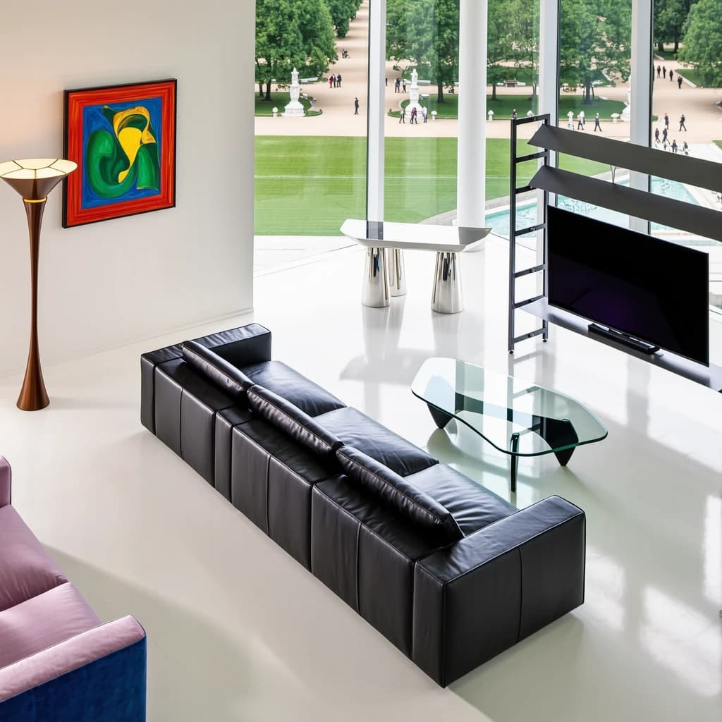 My apartment overlooks Central Park. It’s very luxurious, very expensive, and the furniture is minimal — a black leather couch, a glass coffee table with chrome legs, an Arne Jacobsen floor lamp. A big-screen television set rests on a steel shelving unit. A David Onica painting hangs above the couch. There’s a stainless steel and glass cocktail table. A powder-blue sofa. A thirty-inch digital TV.