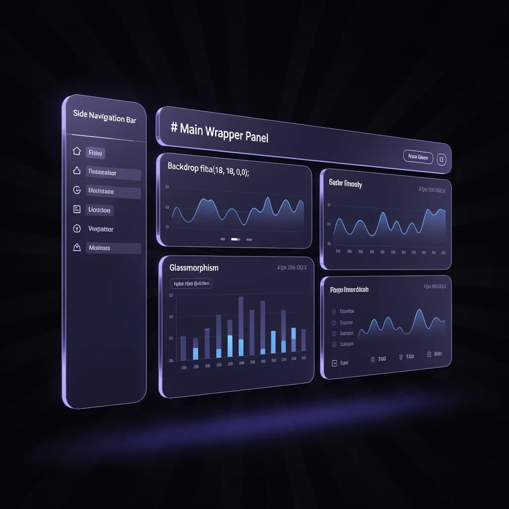 Make a dark mode finance dashboard with charts, glassmorphism, soft neon glow.