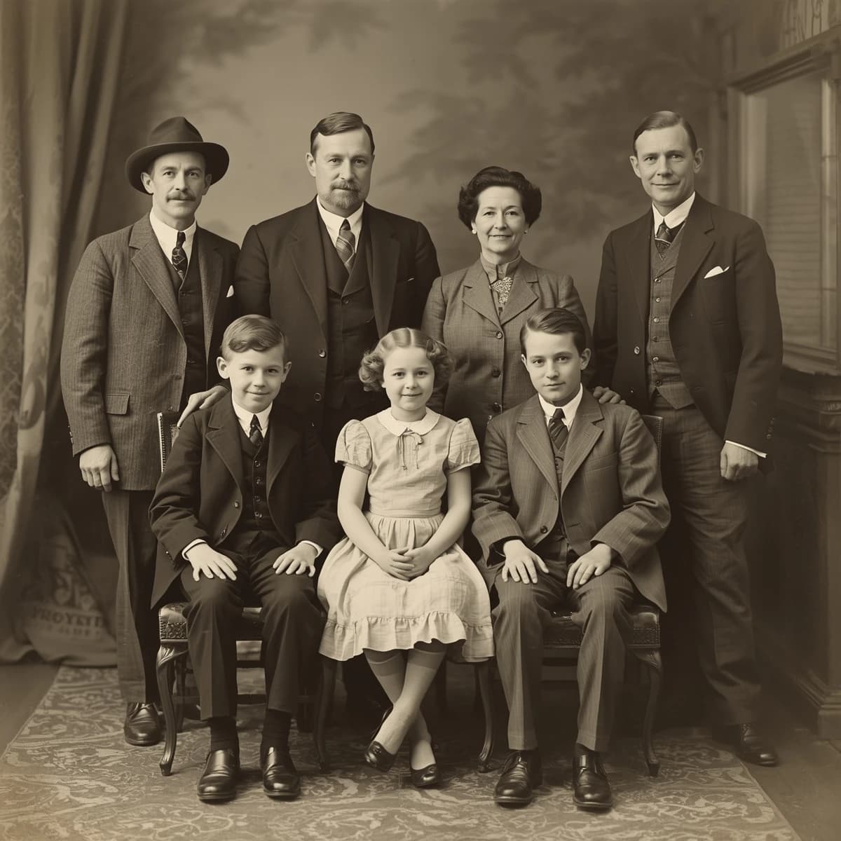 Everybody holds still and nobody smiles for the family portrait. It's 1928 in Kansas