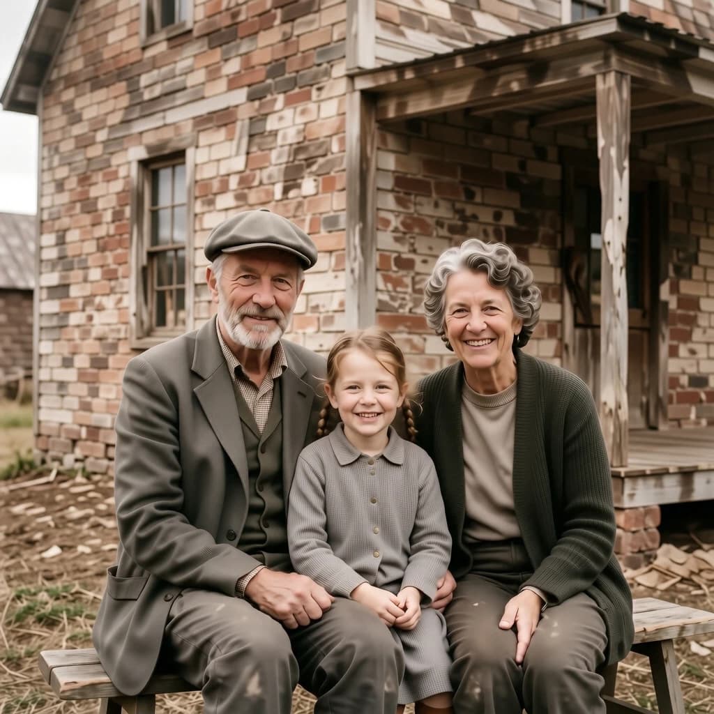 Everybody holds still and nobody smiles for the family portrait. It's 1928 in Kansas