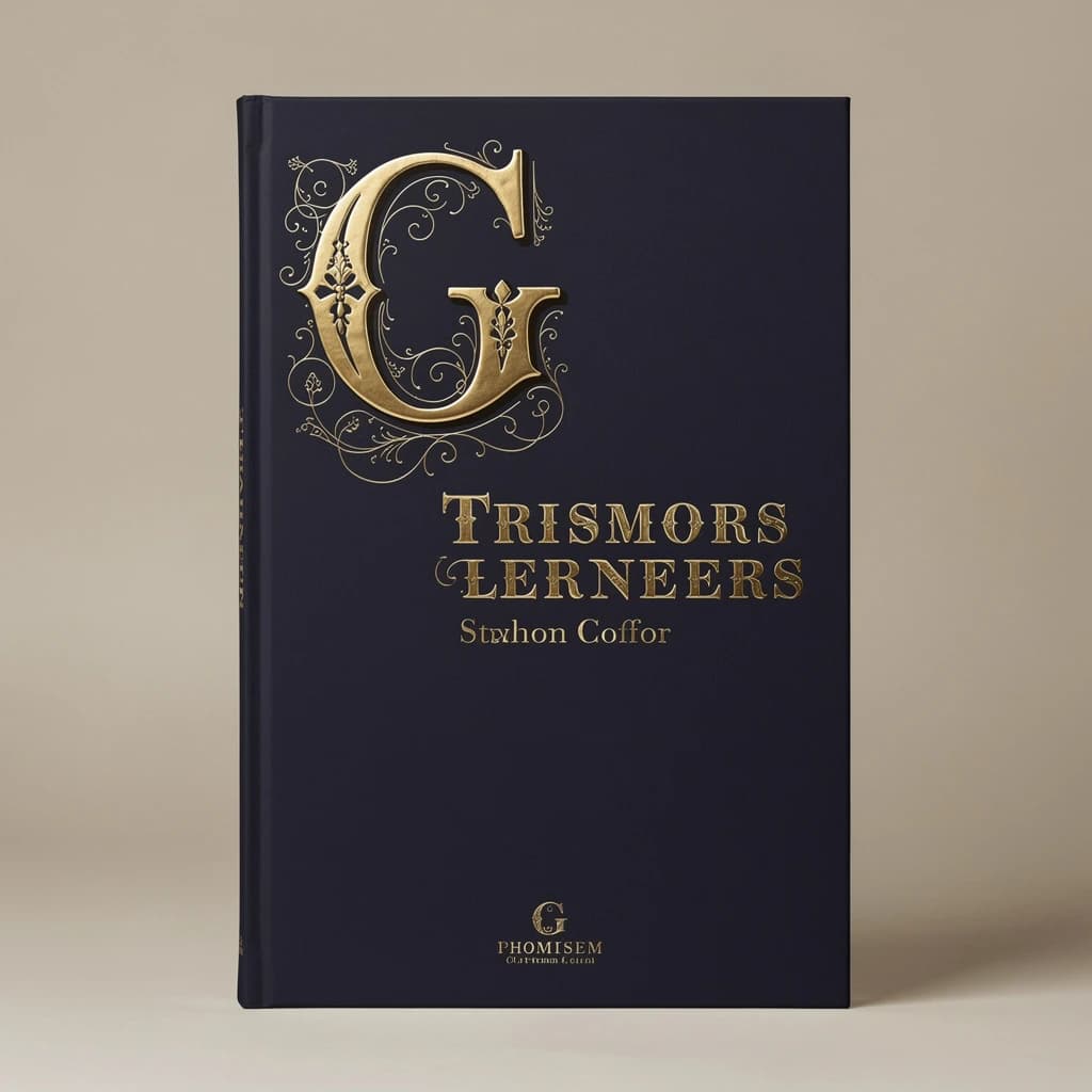 Illustrate a book cover with gold foil drop caps.