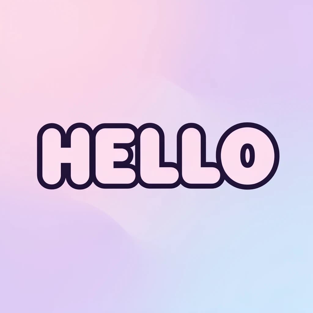 Make a bold bubble-letter poster that says HELLO, pastel palette, thick outline.