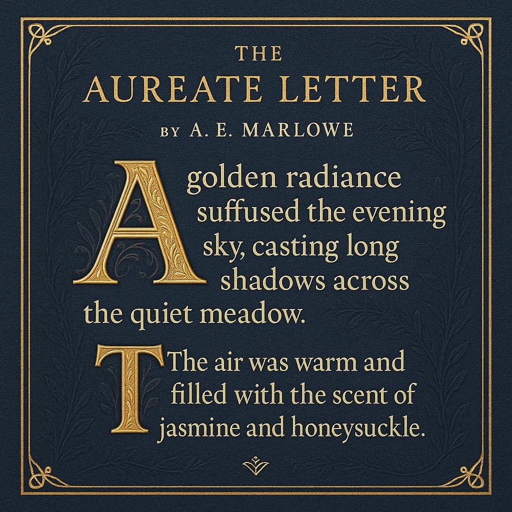 Illustrate a book cover with gold foil drop caps.