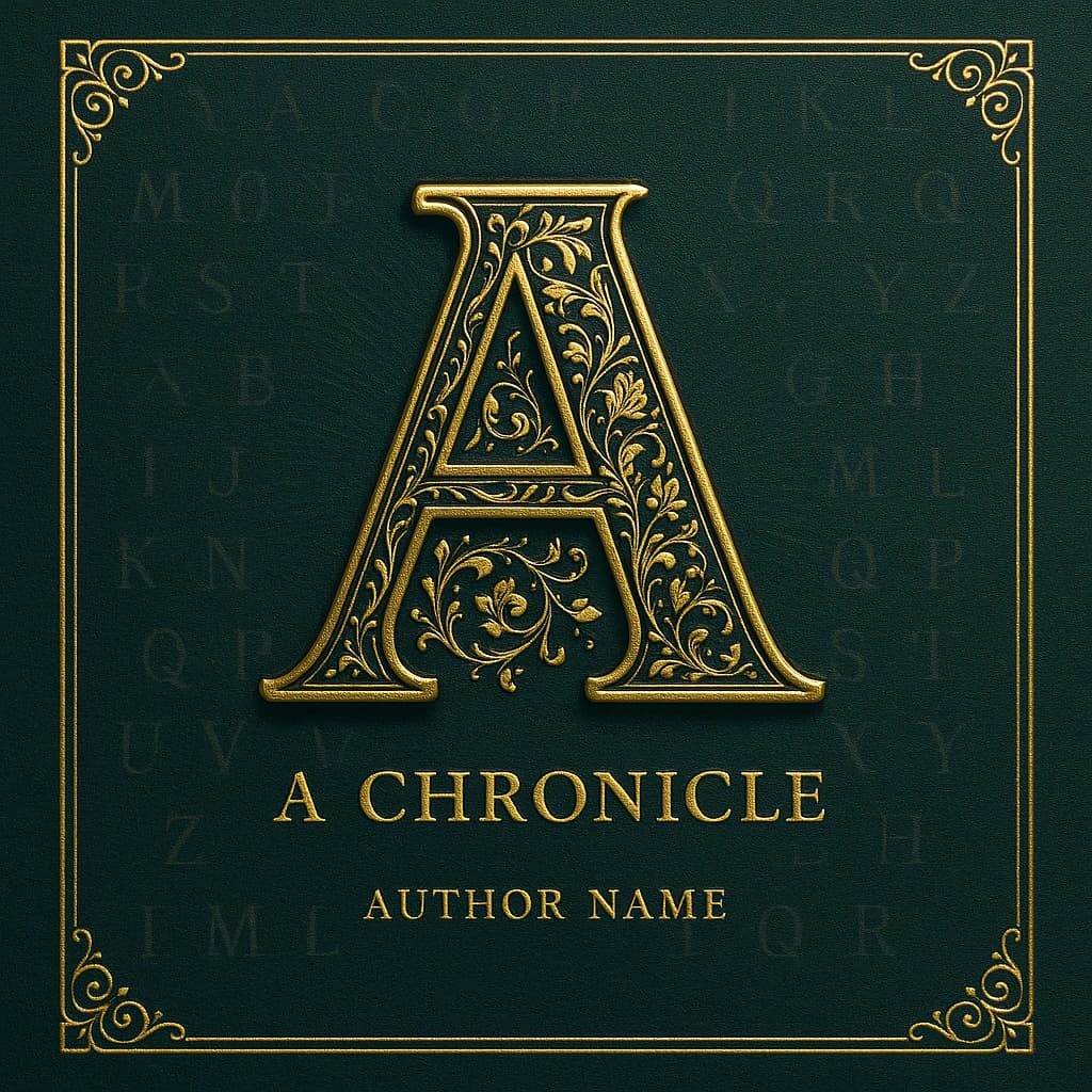 Illustrate a book cover with gold foil drop caps.