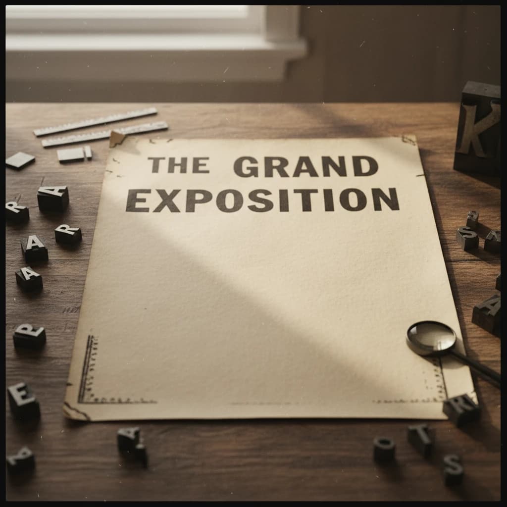 A vintage letterpress poster on a wooden desk: bold slab serif headline, tight kerning, misregistered ink, slightly worn edges, scattered metal type, soft window light.