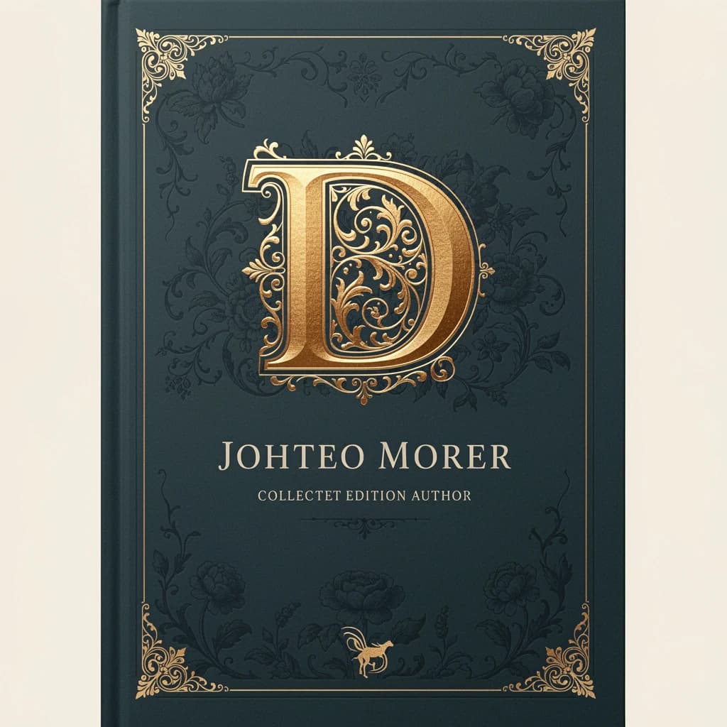 Illustrate a book cover with gold foil drop caps.