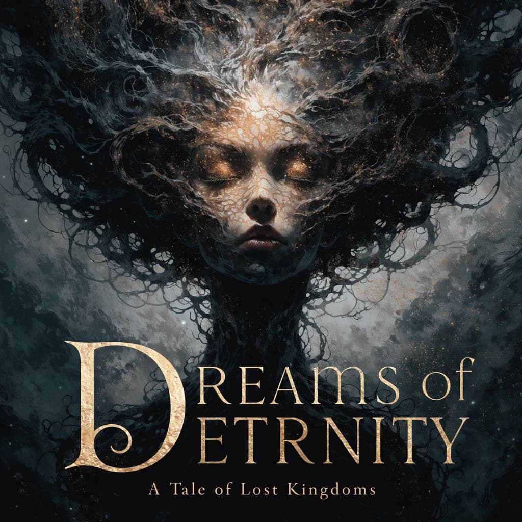 Illustrate a book cover with gold foil drop caps.