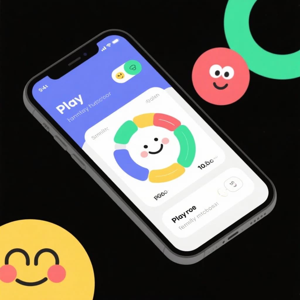 Playful mobile app dashboard, thick outlines, flat colors, friendly microcopy.