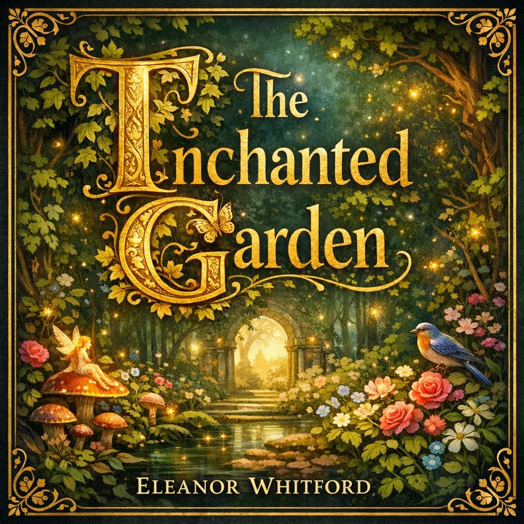 Illustrate a book cover with gold foil drop caps.