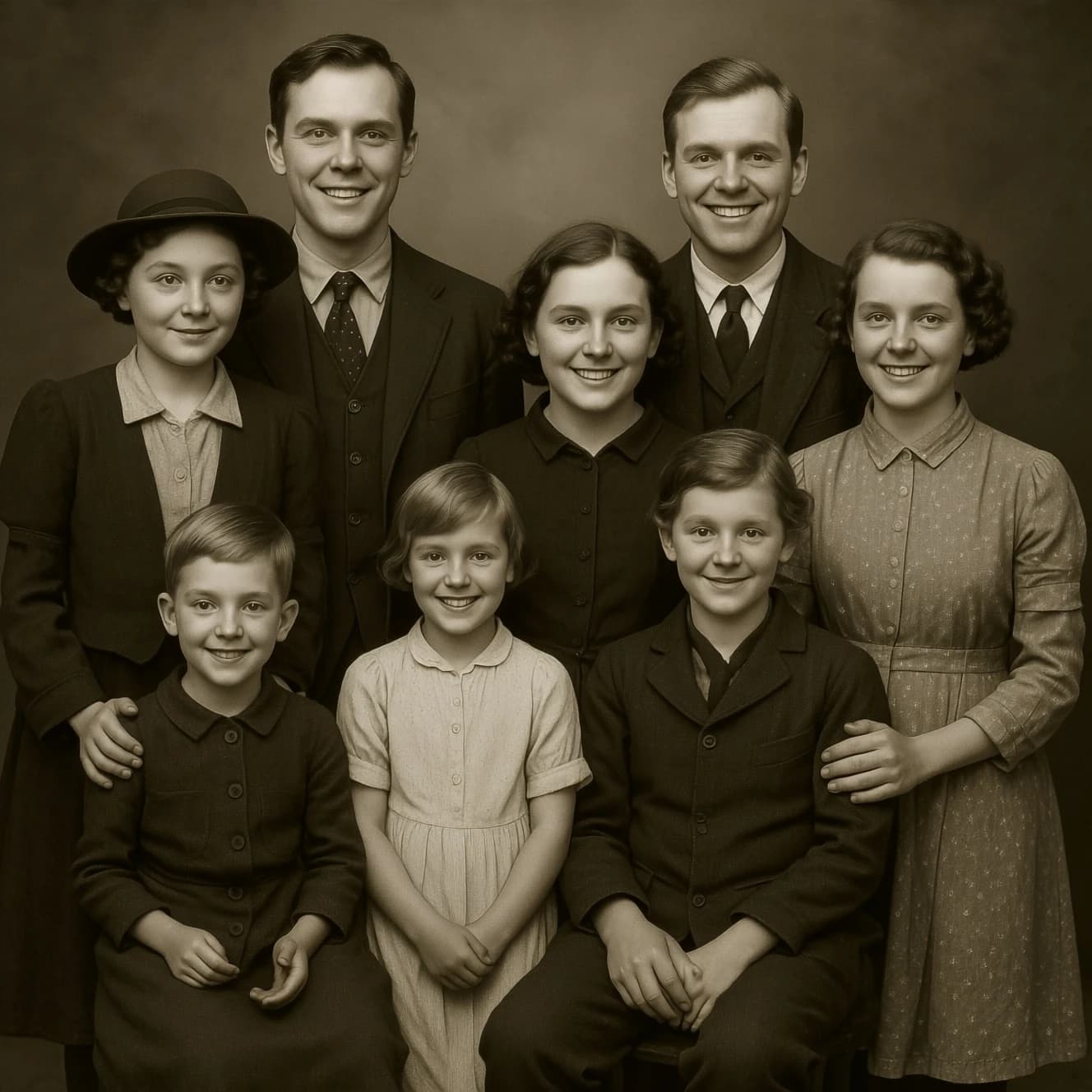 Everybody holds still and nobody smiles for the family portrait. It's 1928 in Kansas