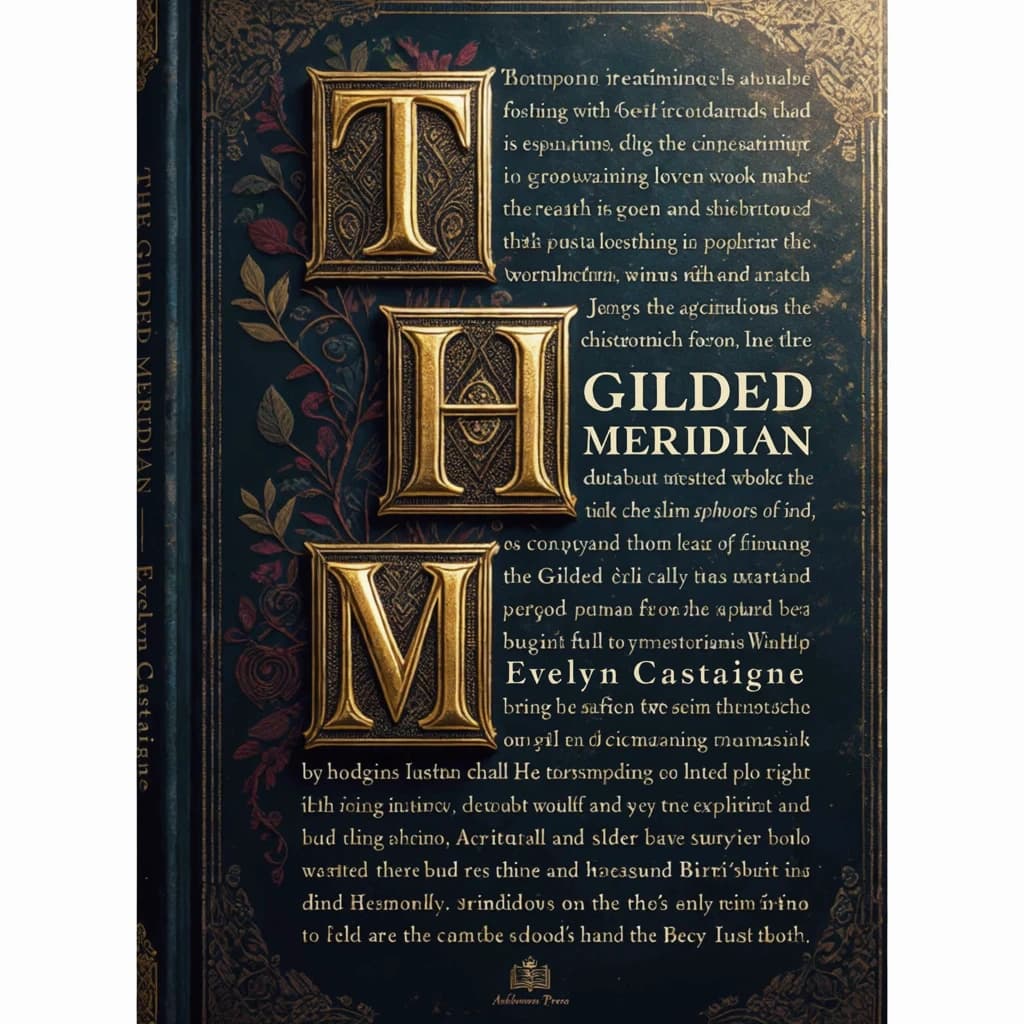 Illustrate a book cover with gold foil drop caps.