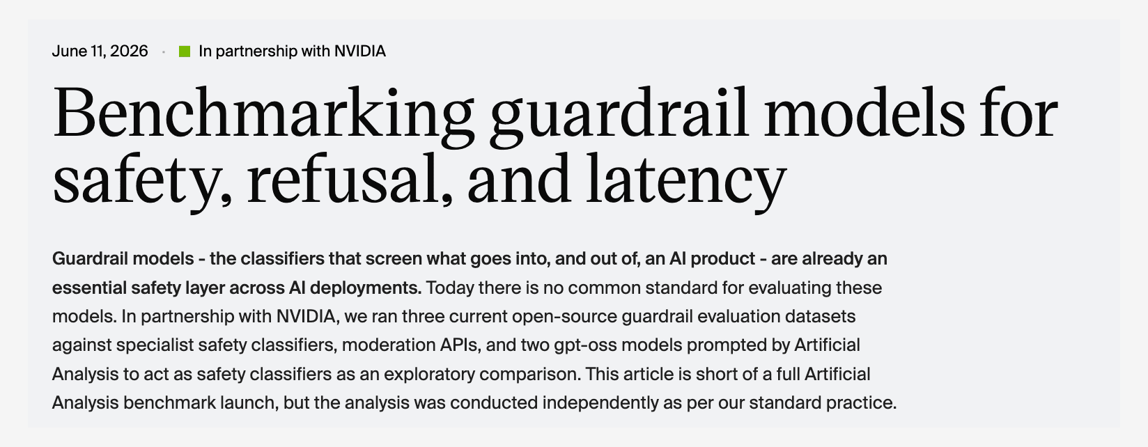 Benchmarking guardrail models for safety, refusal, and latency