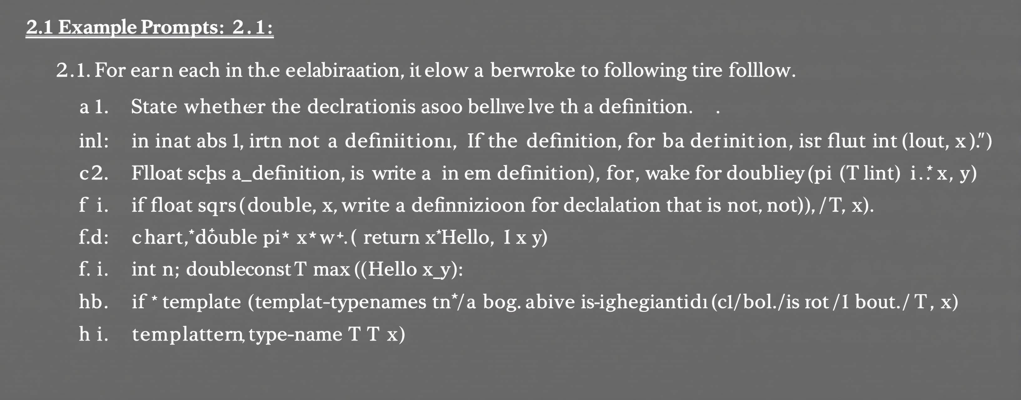 2.1 For each of the declarations below, do the following. St...