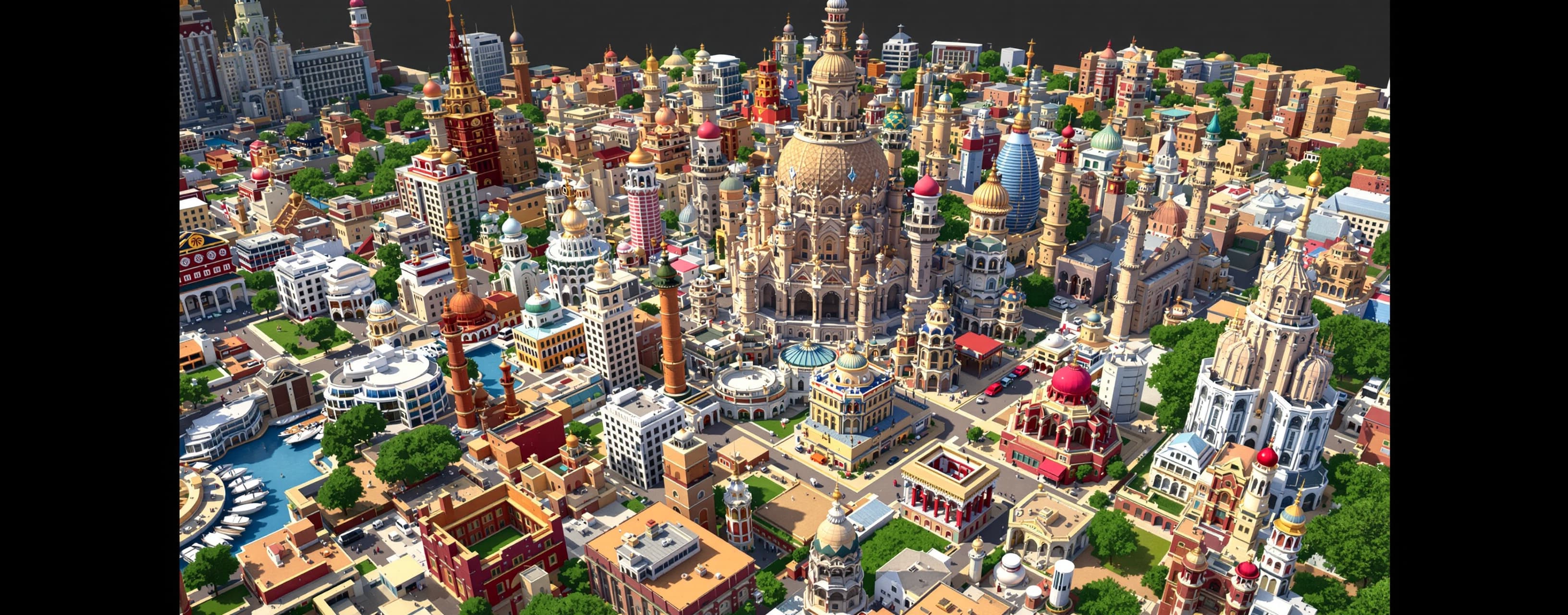 Create code for 3d world visually stunning of a indian city
