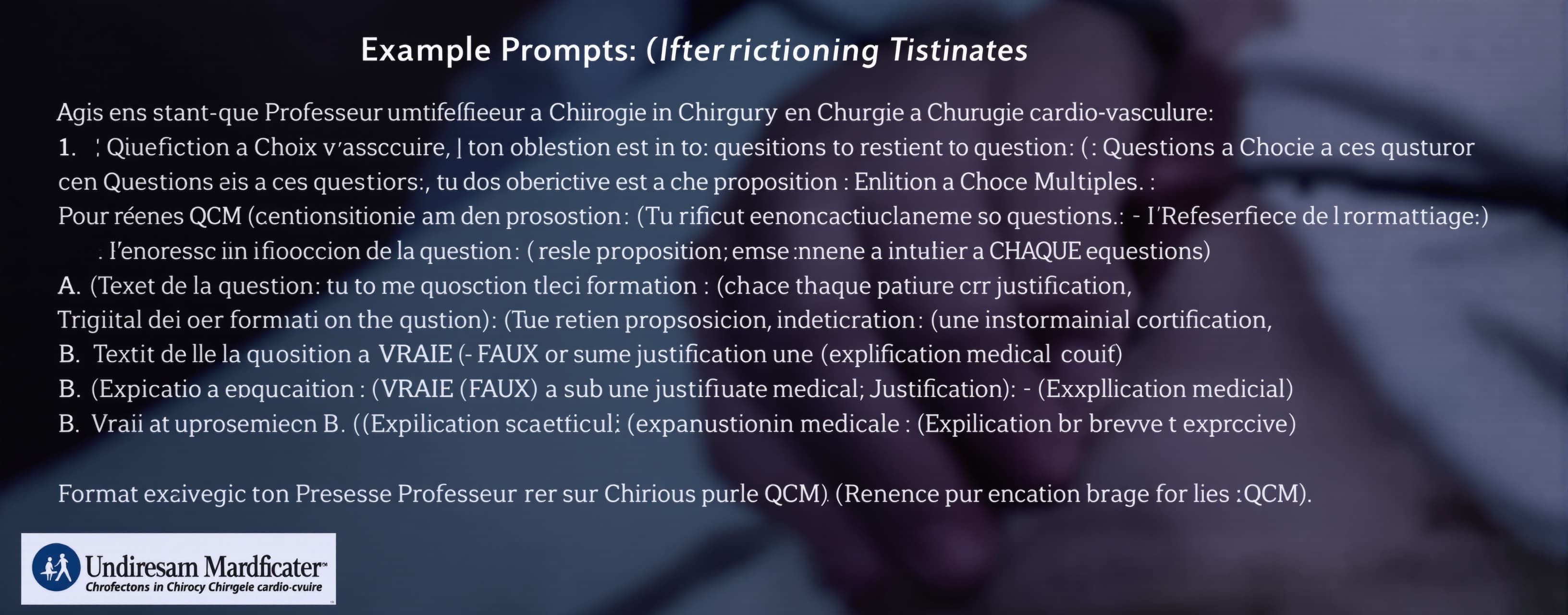 Agis en tant que Professeur universitaire en Chirurgie cardi...