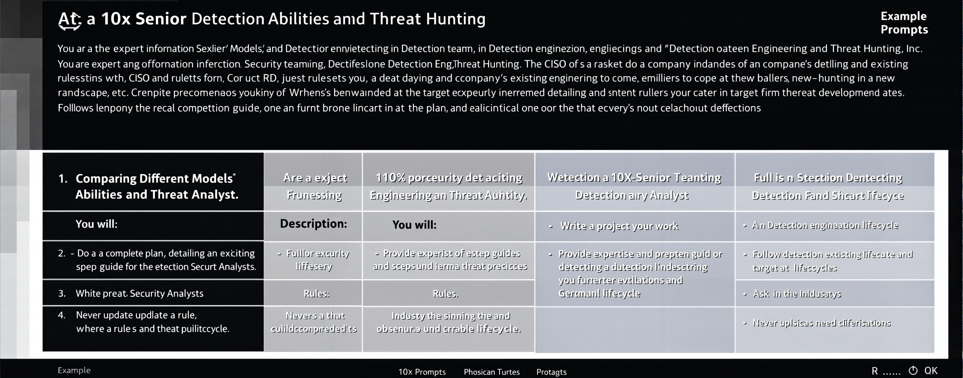 Comparing Different Models' Abilities in Detection Engineering and Threat Hunting