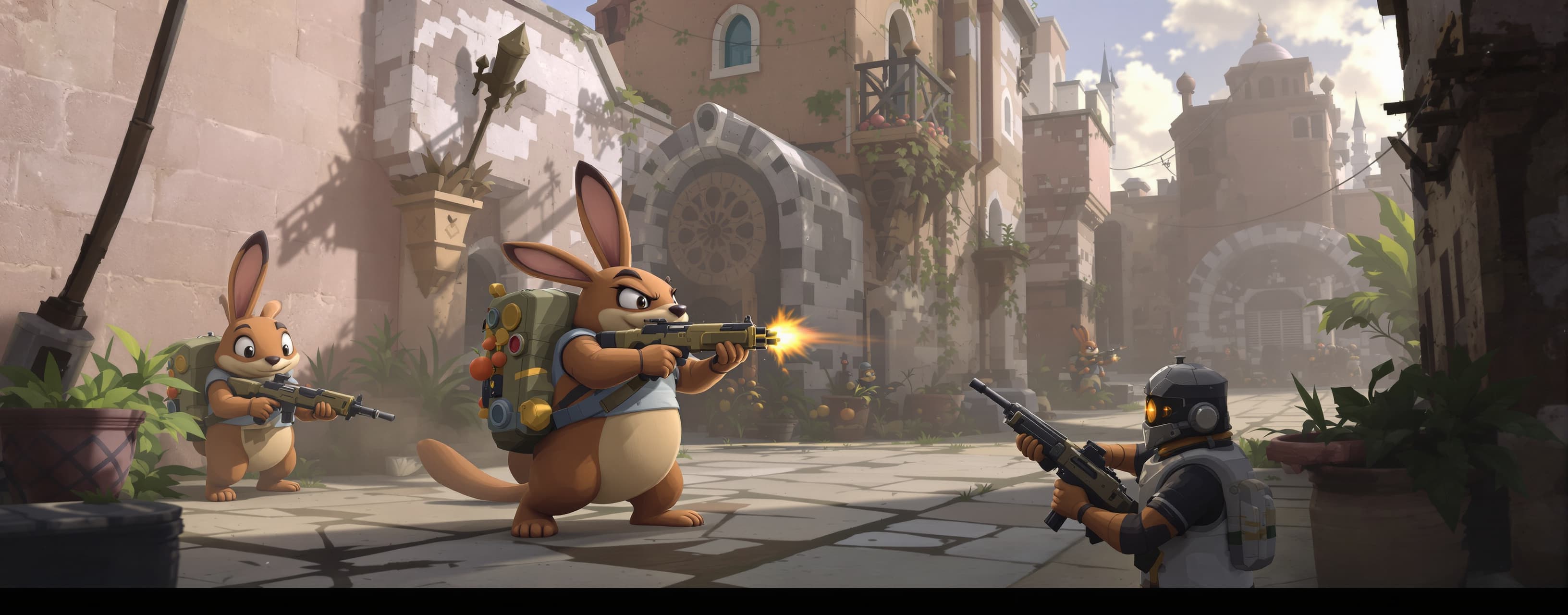 hazme un videojuego en 3d tipo counter strike, pero que el p...